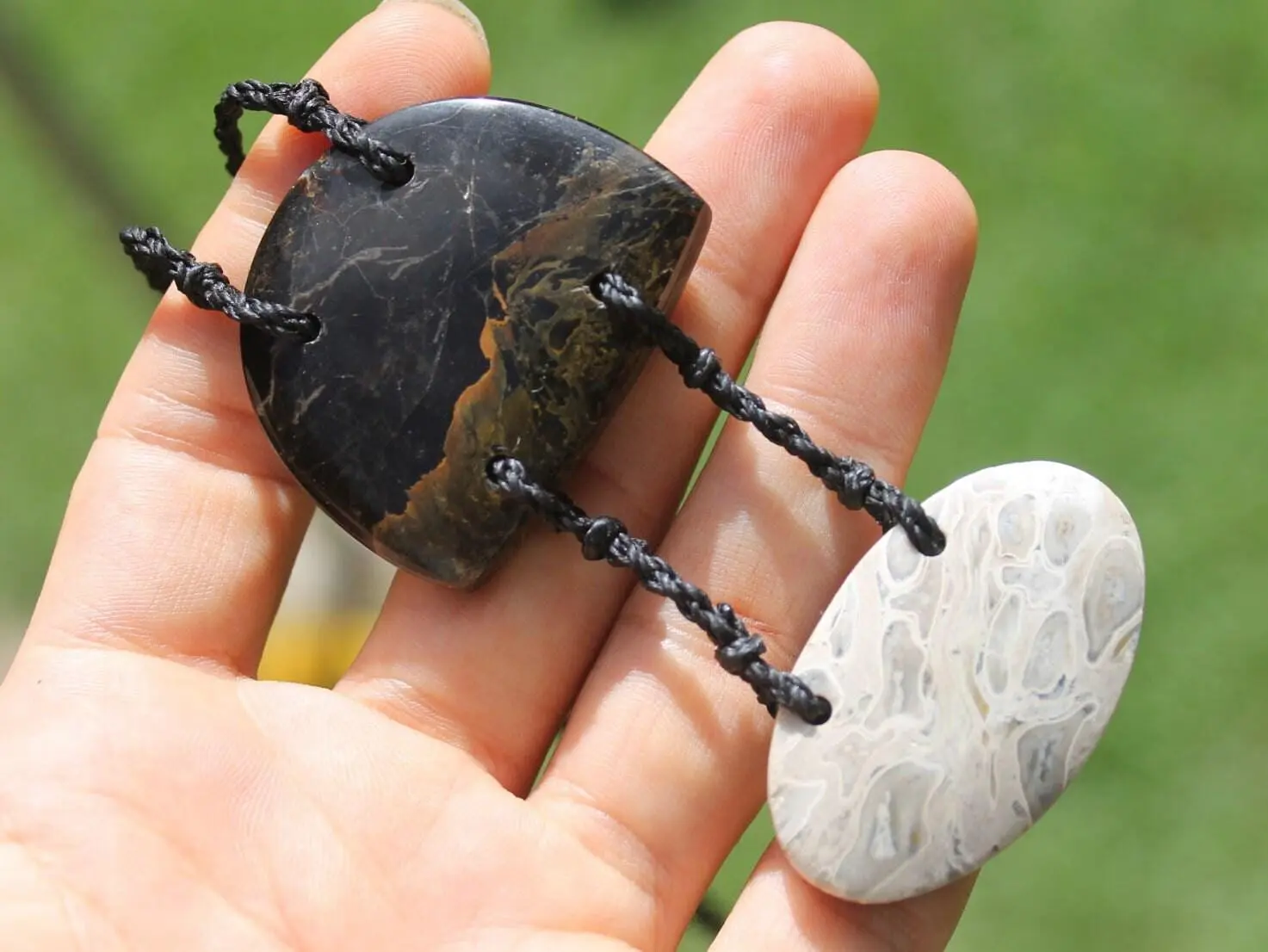 Blue Green Opalised Wood Necklace, Coral Fossil Pendant, Indonesian Volcanic Opal Talisman, Tribal Vegan Jewelry, Ocean Earth Energy