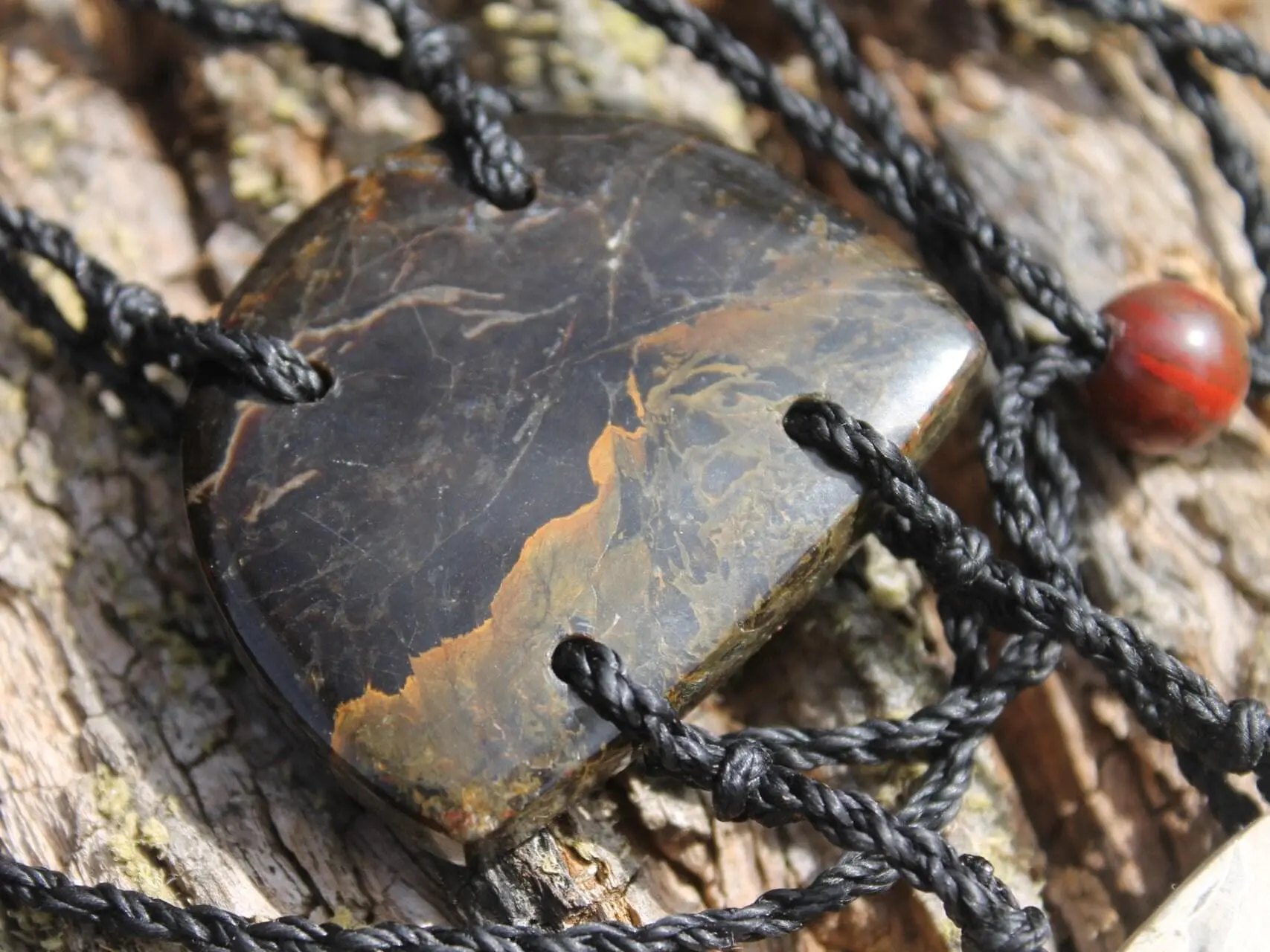 Blue Green Opalised Wood Necklace, Coral Fossil Pendant, Indonesian Volcanic Opal Talisman, Tribal Vegan Jewelry, Ocean Earth Energy