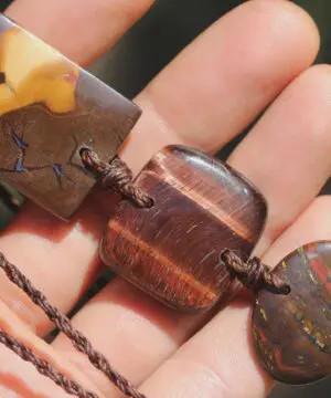 Australian Red Tiger Eye Necklace, Boulder Opal Tiger Iron Pendant, Handmade Healing Crystal Jewelry,healing summer jewelry gift for her him