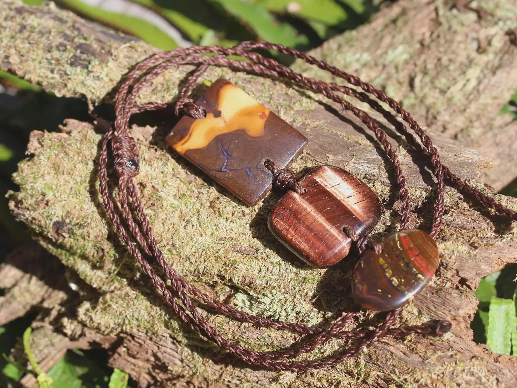 Australian Red Tiger Eye Necklace, Boulder Opal Tiger Iron Pendant, Handmade Healing Crystal Jewelry,healing summer jewelry gift for her him