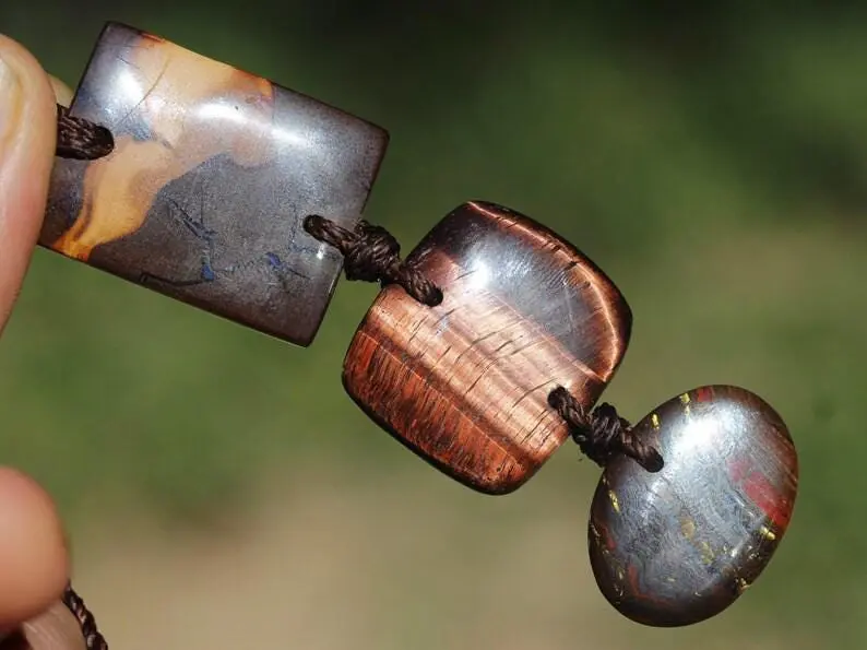 Australian Red Tiger Eye Necklace, Boulder Opal Tiger Iron Pendant, Handmade Healing Crystal Jewelry,healing summer jewelry gift for her him