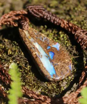 Australian Purple Boulder OPAL Pendant Necklace, Solid Boulder Opal jewelry, Australian Made Tropical Macrame Wax Cord Healing Jewelry