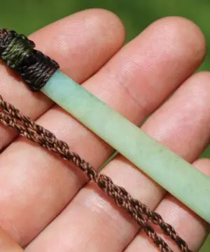 Alternative view of Australian Chrysoprase Calcedony Pendant Necklace, Australian made thin macrame cord, Natural Green Healing stone Jewelry