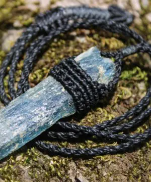 Australian KYANITE Necklace, Blue Indigo Kyanite Pendant,Elven Australian made Macrame Cord Healing Crystal Jewelry, Christmas gift idea