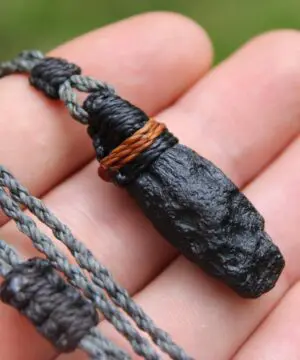 Alternative view of Australian Tektite, Australian made Macrame cord, Authentic Tektite Pendant Necklace,Healing crystal, macrame cord meteorite
