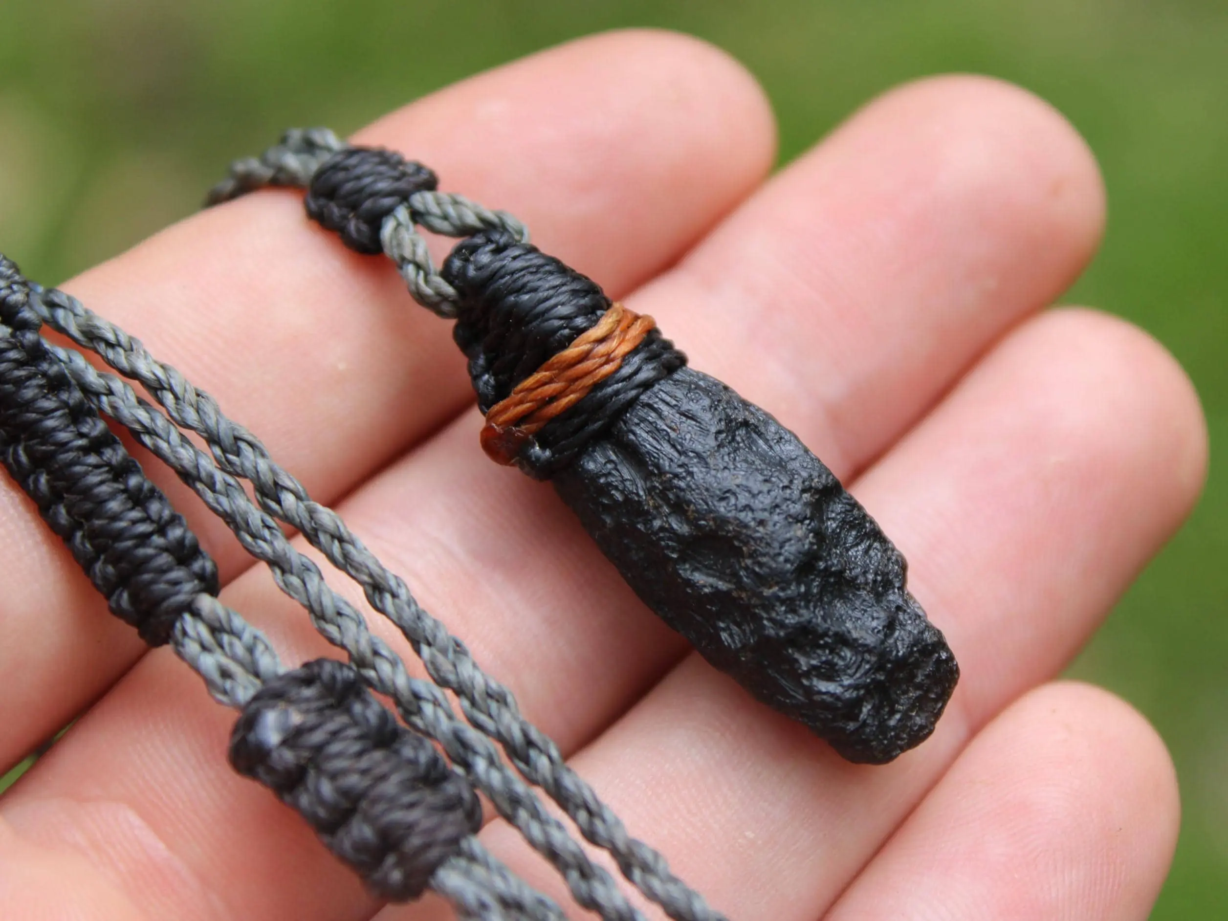 Australian Tektite, Australian made Macrame cord, Authentic Tektite Pendant Necklace,Healing crystal, macrame cord meteorite - Image 2