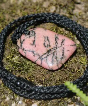 Alternative view of Australian Rhodonite Necklace • Heart Chakra Crystal Talisman • Handmade Vegan Jewelry from Kuranda, Heart Chakra stone Jewelry,Taurus