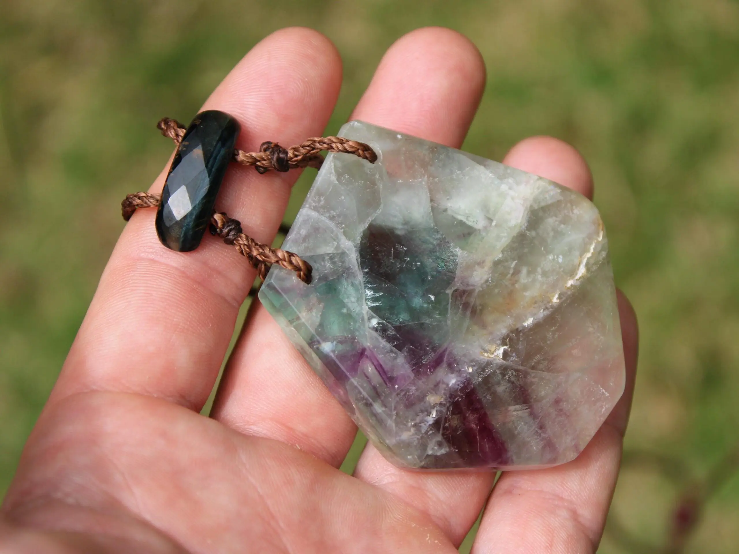 Australian fluoride , Australian red Tigereye tribal necklace talisman, Australian handmade handwoven tropical Cord, Summer healing jewelry