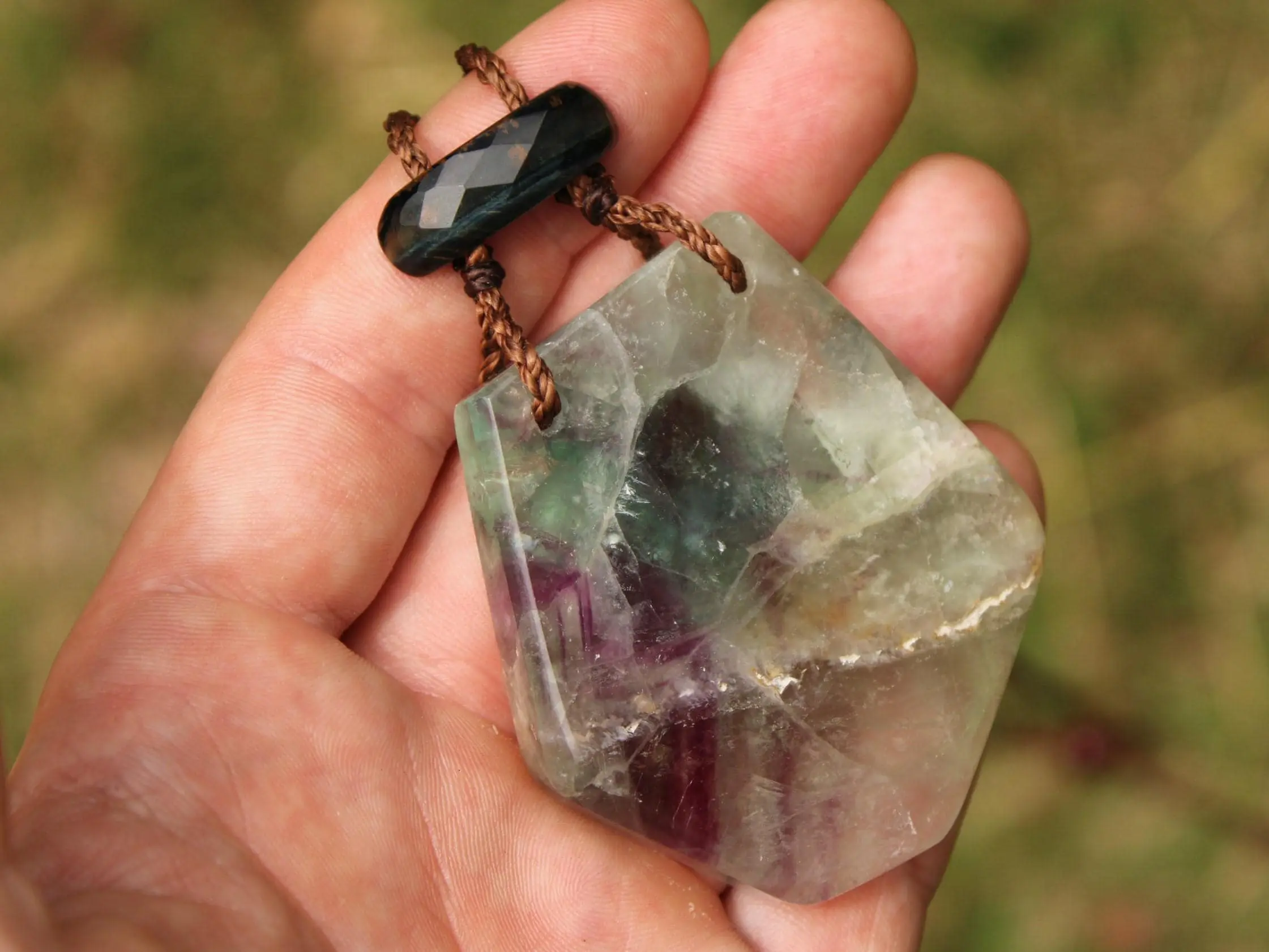 Australian fluoride , Australian red Tigereye tribal necklace talisman, Australian handmade handwoven tropical Cord, Summer healing jewelry