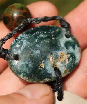 Australian Rainforest Jasper Necklace, Ocean Jasper Eclipse Stone Talisman, Crystal Pendant , Australian Handmade, Handwoven Tropical Cord
