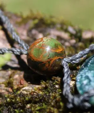 Australian Rainforest Jasper Necklace, Ocean Jasper Eclipse Stone Talisman, Crystal Pendant , Australian Handmade, Handwoven Tropical Cord