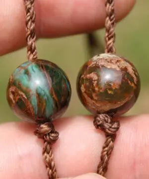 Rhyolite Unakite Necklace • Rainforest Jasper Talisman • Tribal Crystal Pendant • Australian Handmade • Handwoven Tropical Cord