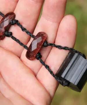 Australian Black tourmaline, Australian red tigereye, Australian handmade , handwoven tropical cord, healing jewelry