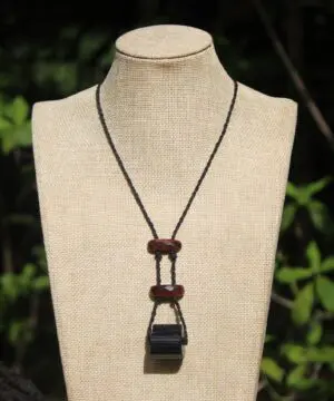 Australian Black tourmaline, Australian red tigereye, Australian handmade , handwoven tropical cord, healing jewelry