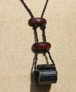 Australian Black tourmaline, Australian red tigereye, Australian handmade , handwoven tropical cord, healing jewelry