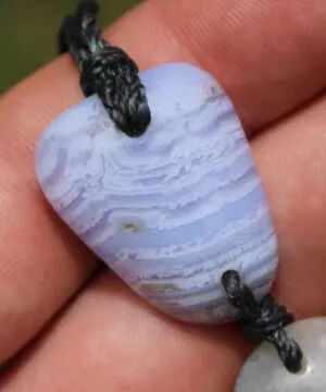 Dumortierite in Quartz Necklace • Blue Lace Agate Talisman • Tribal Crystal Pendant • Australian Handmade • Handwoven Tropical Cord