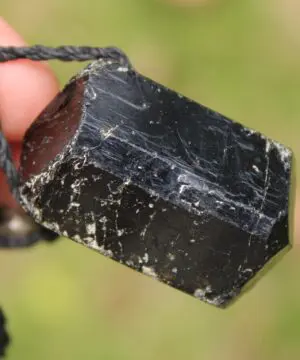 protector BLACK TOURMALINE schorl pendant,Tourmaline Necklace,Australian handMade cord, October BirthStone, Black gem stone Healing Jewelry