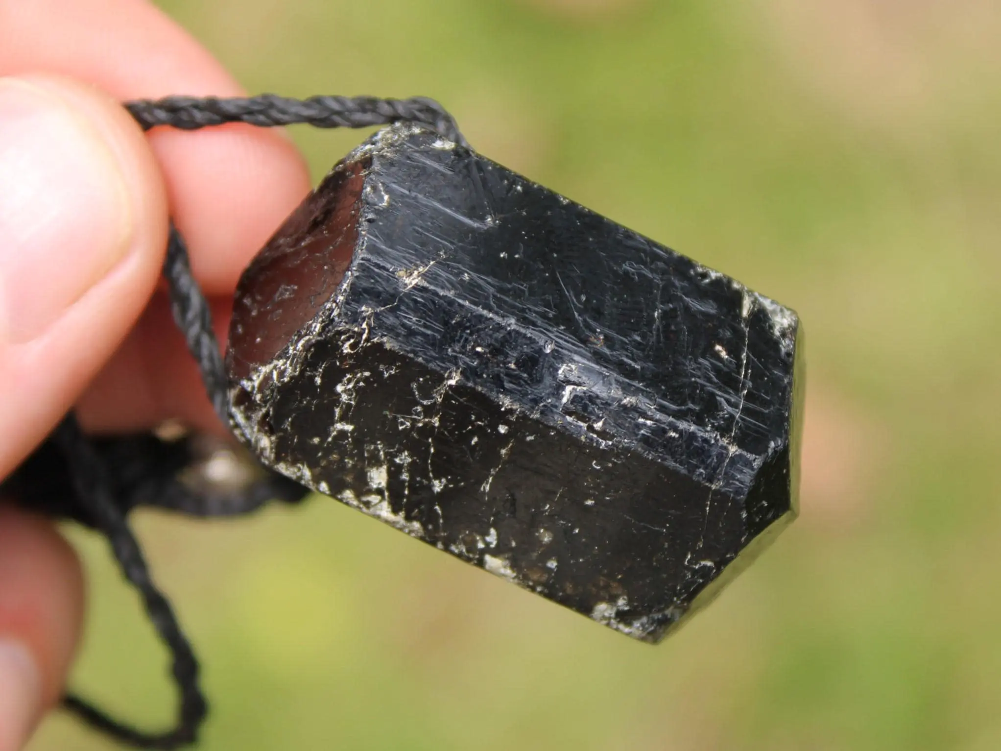 protector BLACK TOURMALINE schorl pendant,Tourmaline Necklace,Australian handMade cord, October BirthStone, Black gem stone Healing Jewelry