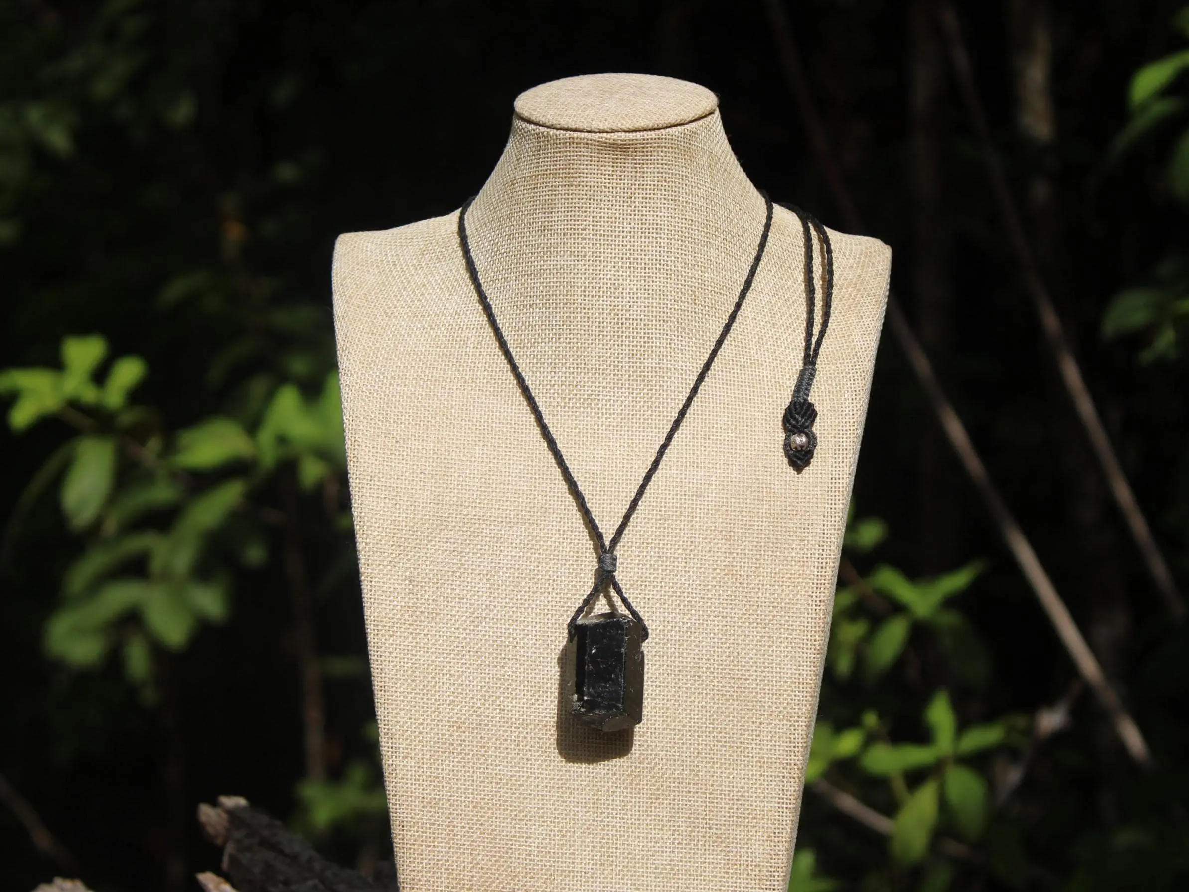 protector BLACK TOURMALINE schorl pendant,Tourmaline Necklace,Australian handMade cord, October BirthStone, Black gem stone Healing Jewelry