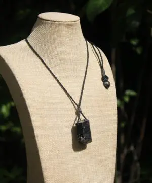 protector BLACK TOURMALINE schorl pendant,Tourmaline Necklace,Australian handMade cord, October BirthStone, Black gem stone Healing Jewelry