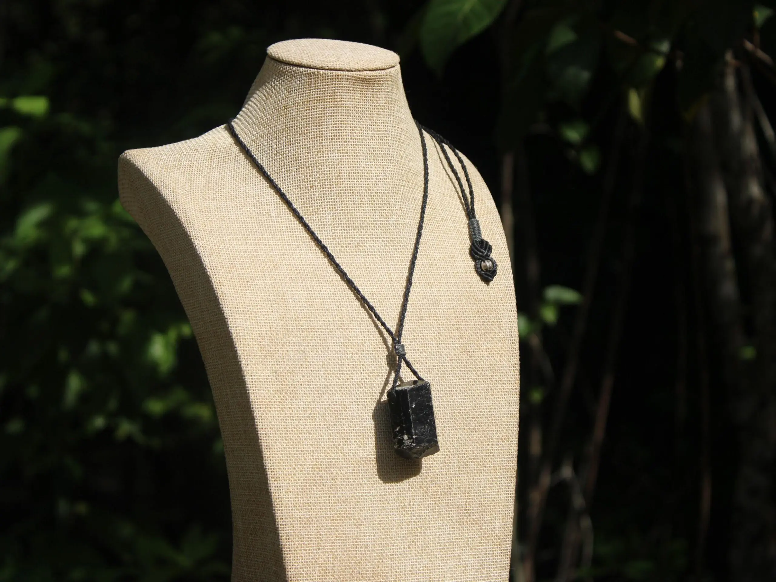 protector BLACK TOURMALINE schorl pendant,Tourmaline Necklace,Australian handMade cord, October BirthStone, Black gem stone Healing Jewelry