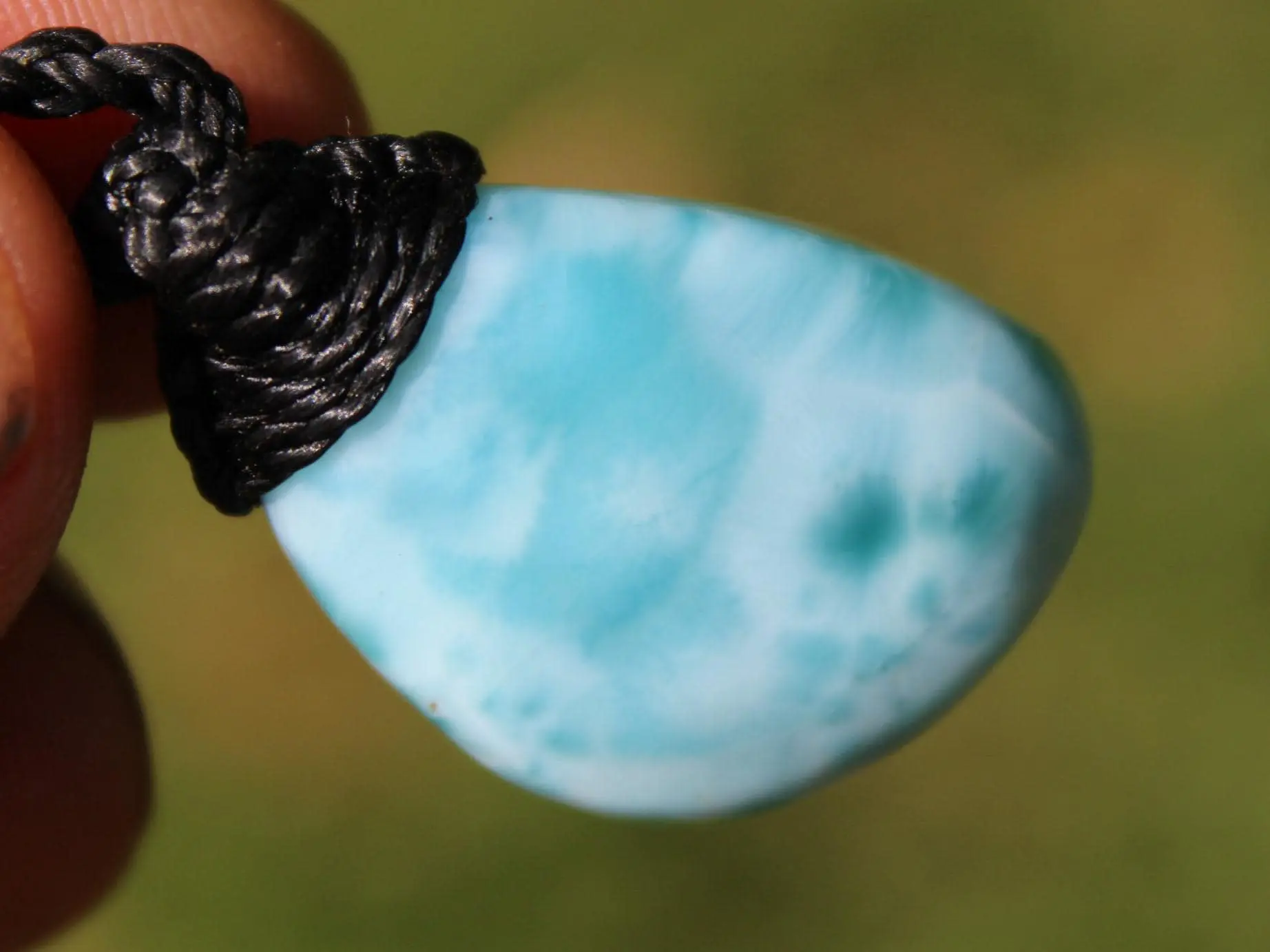 LARIMAR Pendant, Elven Talisman, Macrame Necklace, Burning man Jewelry,mermaid dolphin stone,Blue Stone Pendant, - Image 15