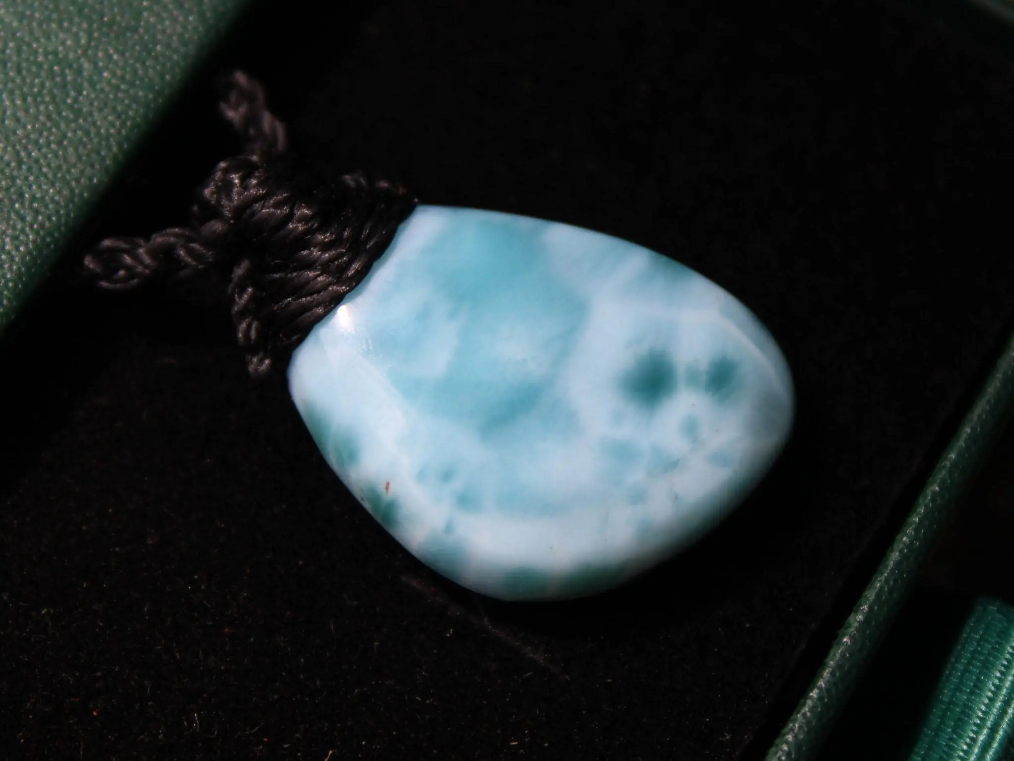 LARIMAR Pendant, Elven Talisman, Macrame Necklace, Burning man Jewelry,mermaid dolphin stone,Blue Stone Pendant, - Image 10