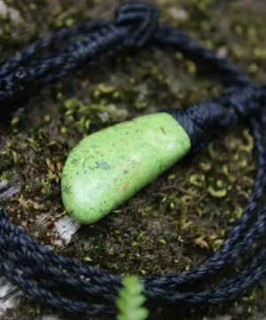 Australian Gaspeite Pendant Necklace, Elven Fairy Pendant, Handmade Green Crystal Talisman, Australian Gemstone macrame cord,surfer necklace