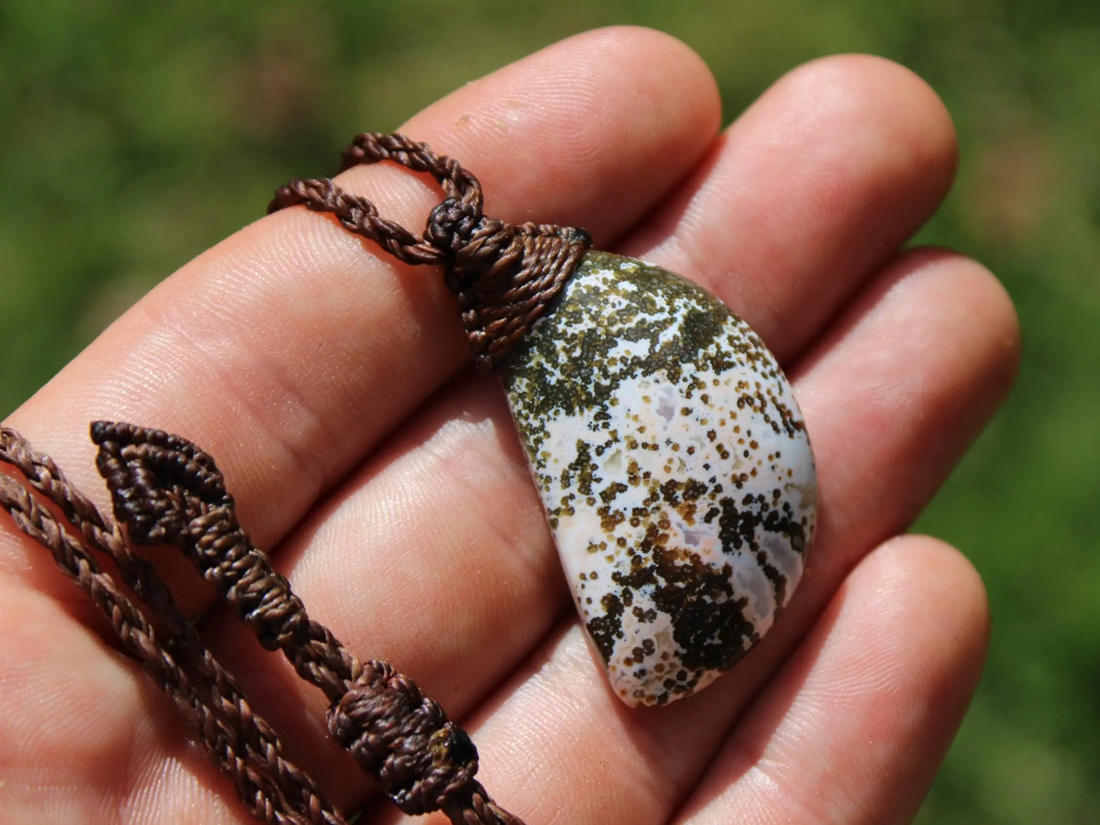 Elven Fossil Coral 8th vein OCEAN JASPER Pendant crystal Necklace, Gemstone Jewelry tropical Cord, beachy beach, summer necklace jewelry - Image 11