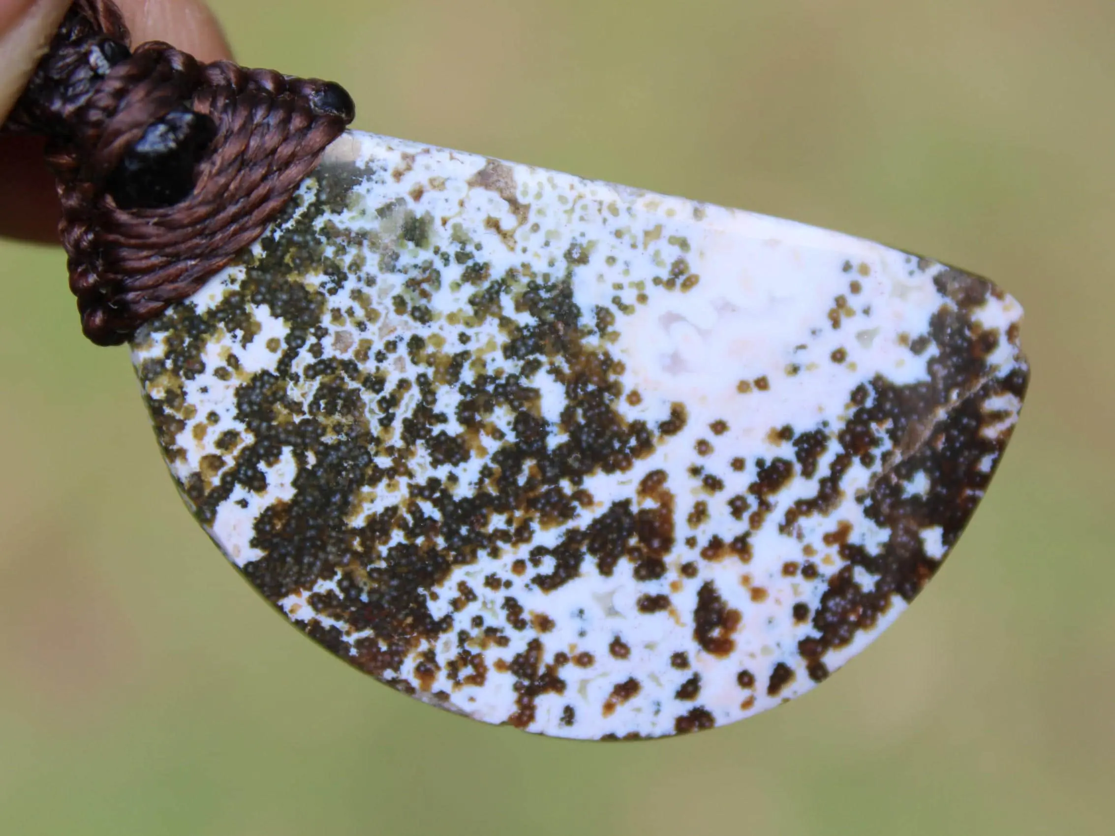 Elven Fossil Coral 8th vein OCEAN JASPER Pendant crystal Necklace, Gemstone Jewelry tropical Cord, beachy beach, summer necklace jewelry - Image 8