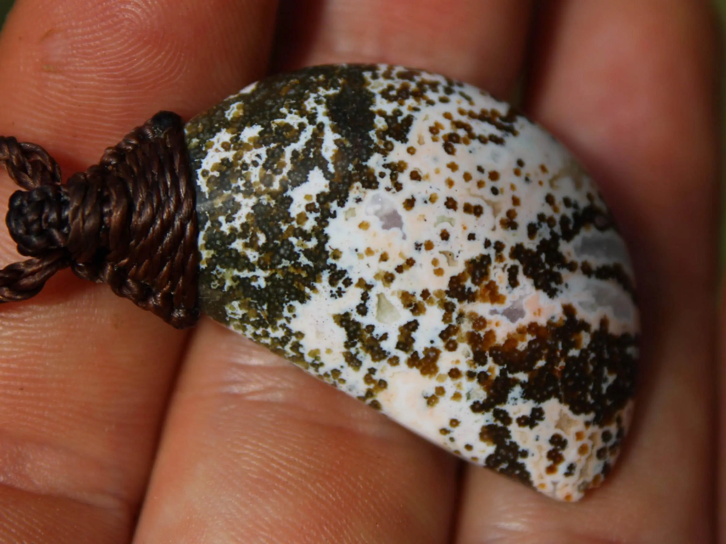Elven Fossil Coral 8th vein OCEAN JASPER Pendant crystal Necklace, Gemstone Jewelry tropical Cord, beachy beach, summer necklace jewelry - Image 12