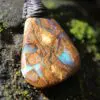 Australian Boulder OPAL Pendant Necklace, Solid Boulder Opal jewelry, Australian Made Tropical Macrame Wax Cord Healing Jewelry