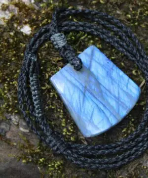 Finland Spectrolite, Blue Labradorite Pendant ,Indigo Blue Gemstone ,Macrame Cord, ,beachy beach jewelry, summer jewelry, surfer necklace