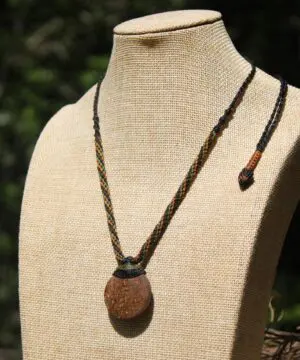 Australian matrix boulder opal necklace,Australian made handwoven tropical cord natural jewelry, Australian opal pendant, October birthstone