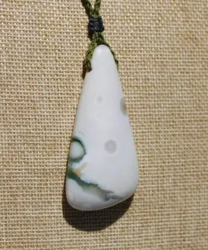 8th vein OCEAN JASPER Pendant crystal Necklace, Fossil Coral Gemstone Jewelry,Macrame Cord,beachy beach jewelry, summer surfer necklace