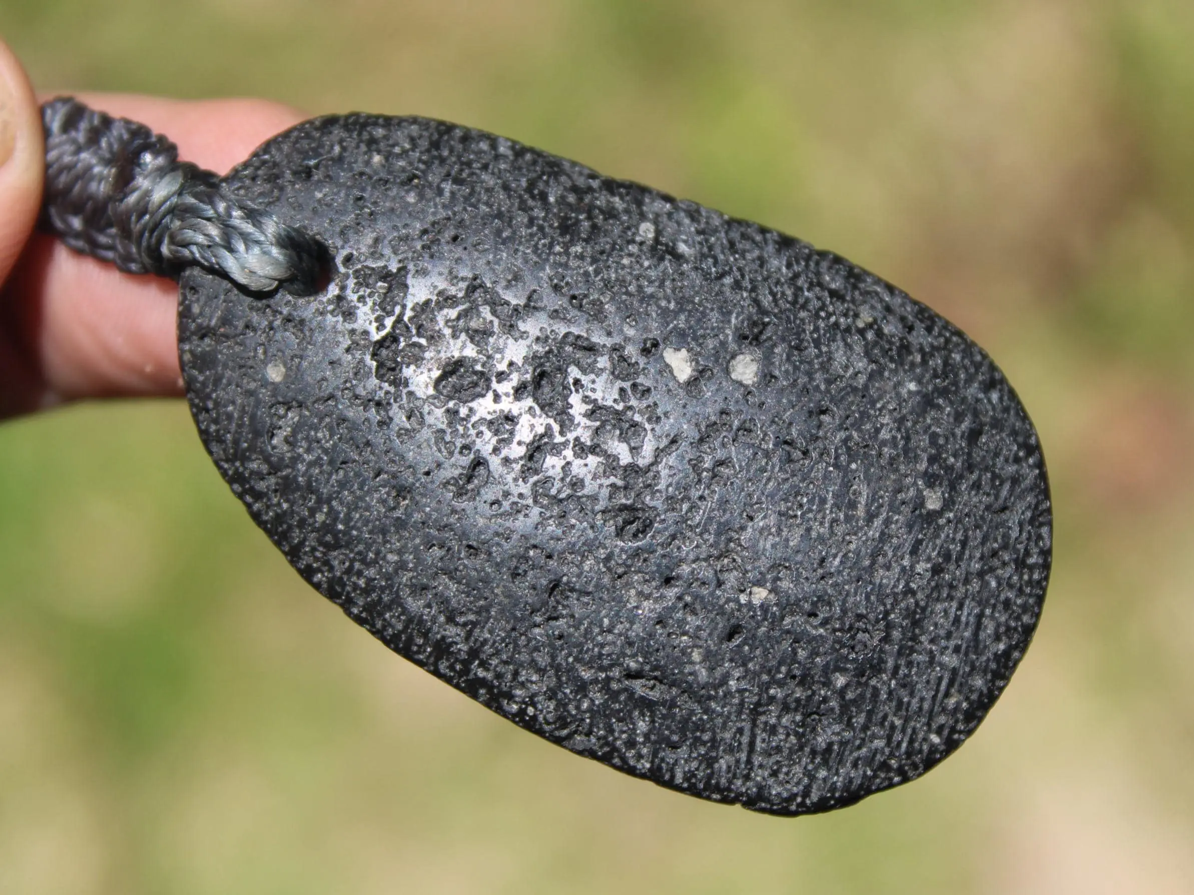 Lava Rock Necklace • Volcanic Stone Pendant • Grounding Crystal Talisman • Australian Handmade jewelry, handwoven tropical wax cord