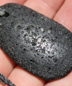 Lava Rock Necklace • Volcanic Stone Pendant • Grounding Crystal Talisman • Australian Handmade jewelry, handwoven tropical wax cord