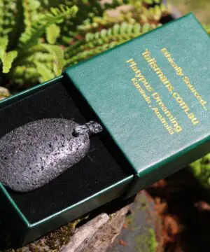 Lava Rock Necklace • Volcanic Stone Pendant • Grounding Crystal Talisman • Australian Handmade jewelry, handwoven tropical wax cord