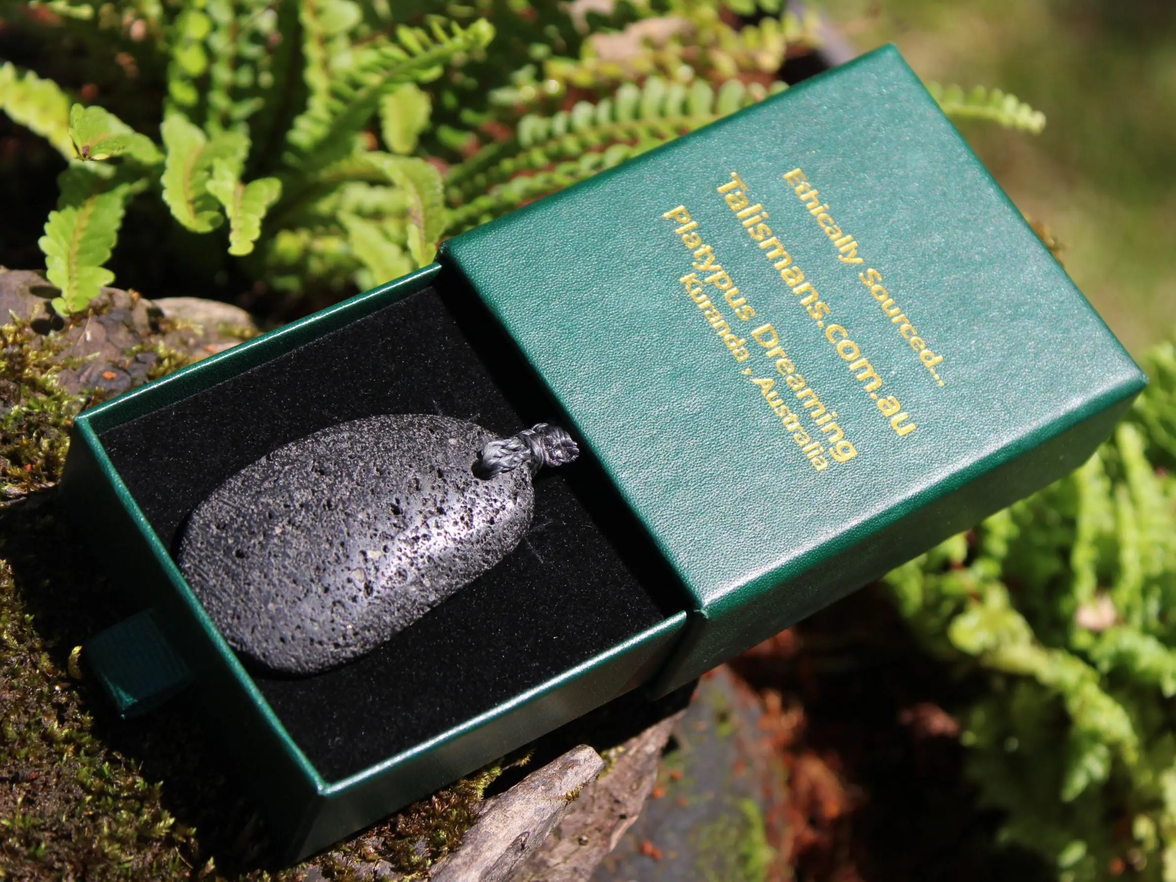 Lava Rock Necklace • Volcanic Stone Pendant • Grounding Crystal Talisman • Australian Handmade jewelry, handwoven tropical wax cord