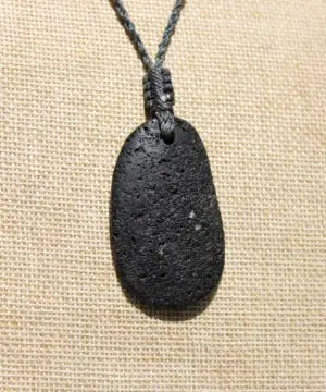 Lava Rock Necklace • Volcanic Stone Pendant • Grounding Crystal Talisman • Australian Handmade jewelry, handwoven tropical wax cord