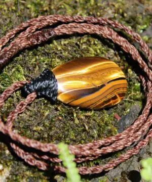 Australian Tiger Eye Pendant Necklace, Golden Tigereye, Australian made macrame cord healing jewellery, brown stone