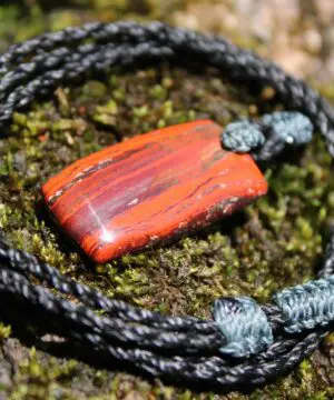 Australian Red Snakeskin Jasper Pendant ,Australian Macrame cord Crystal Necklace, healing crystal pendant, surfer summer pendant jewelry
