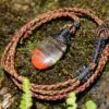 Australian Red Snakeskin Jasper Pendant ,Australian HANDMADE handwoven tropical cord, healing crystal pendant, surfer summer pendant jewelry