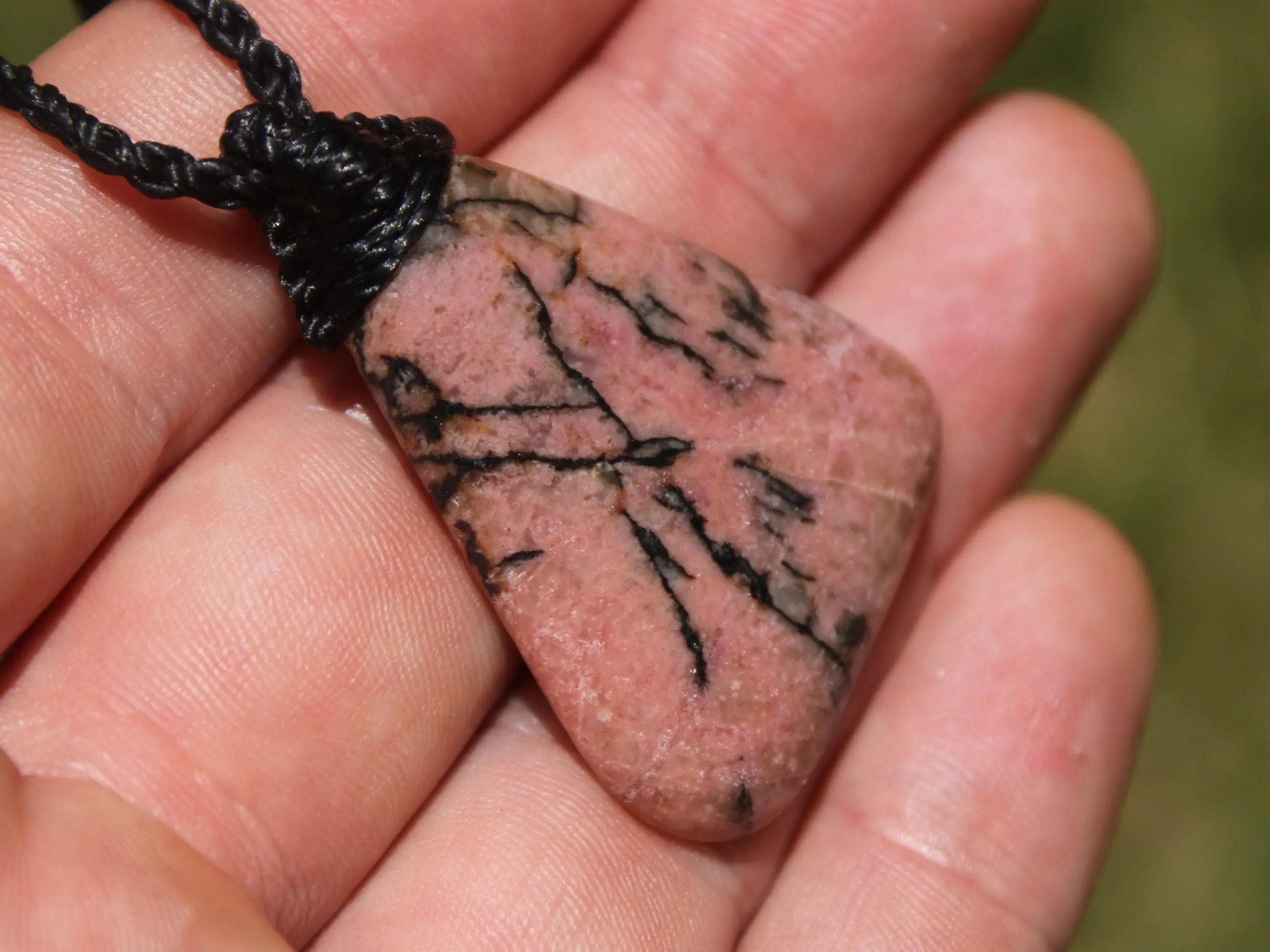 Pink Australian Rhodonite Necklace • Heart Chakra Crystal Talisman • Handmade Vegan Jewelry from Kuranda, Heart Chakra stone Jewelry,Taurus