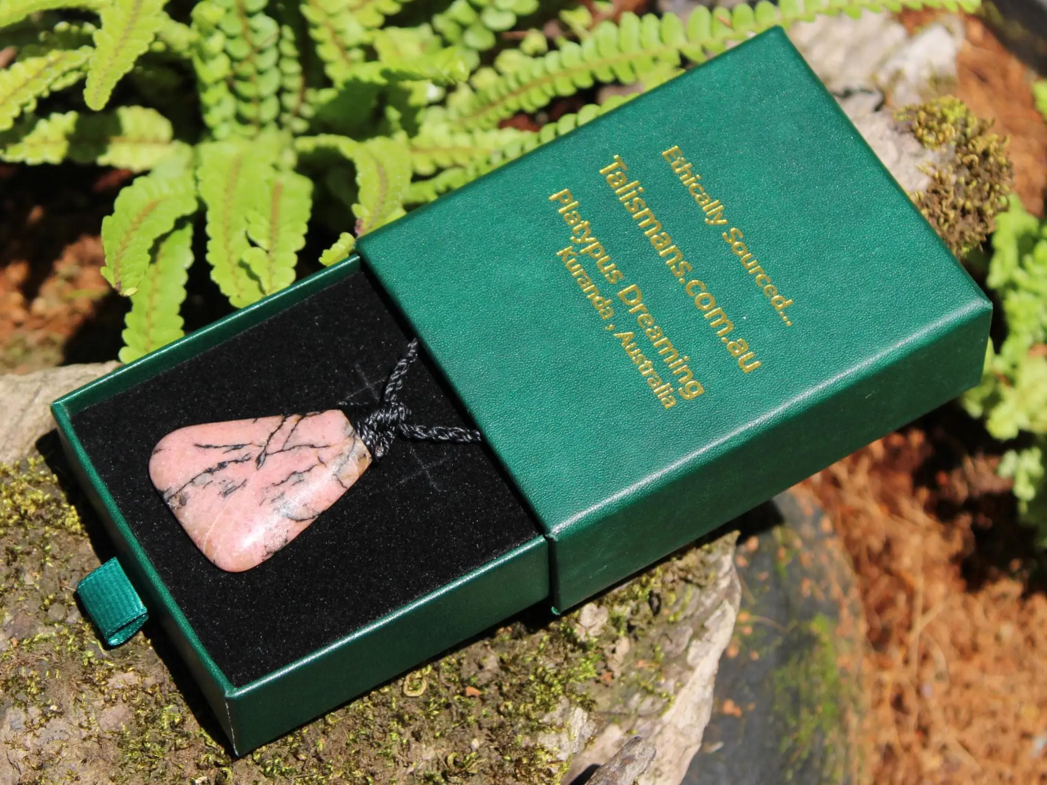 Pink Australian Rhodonite Necklace • Heart Chakra Crystal Talisman • Handmade Vegan Jewelry from Kuranda, Heart Chakra stone Jewelry,Taurus