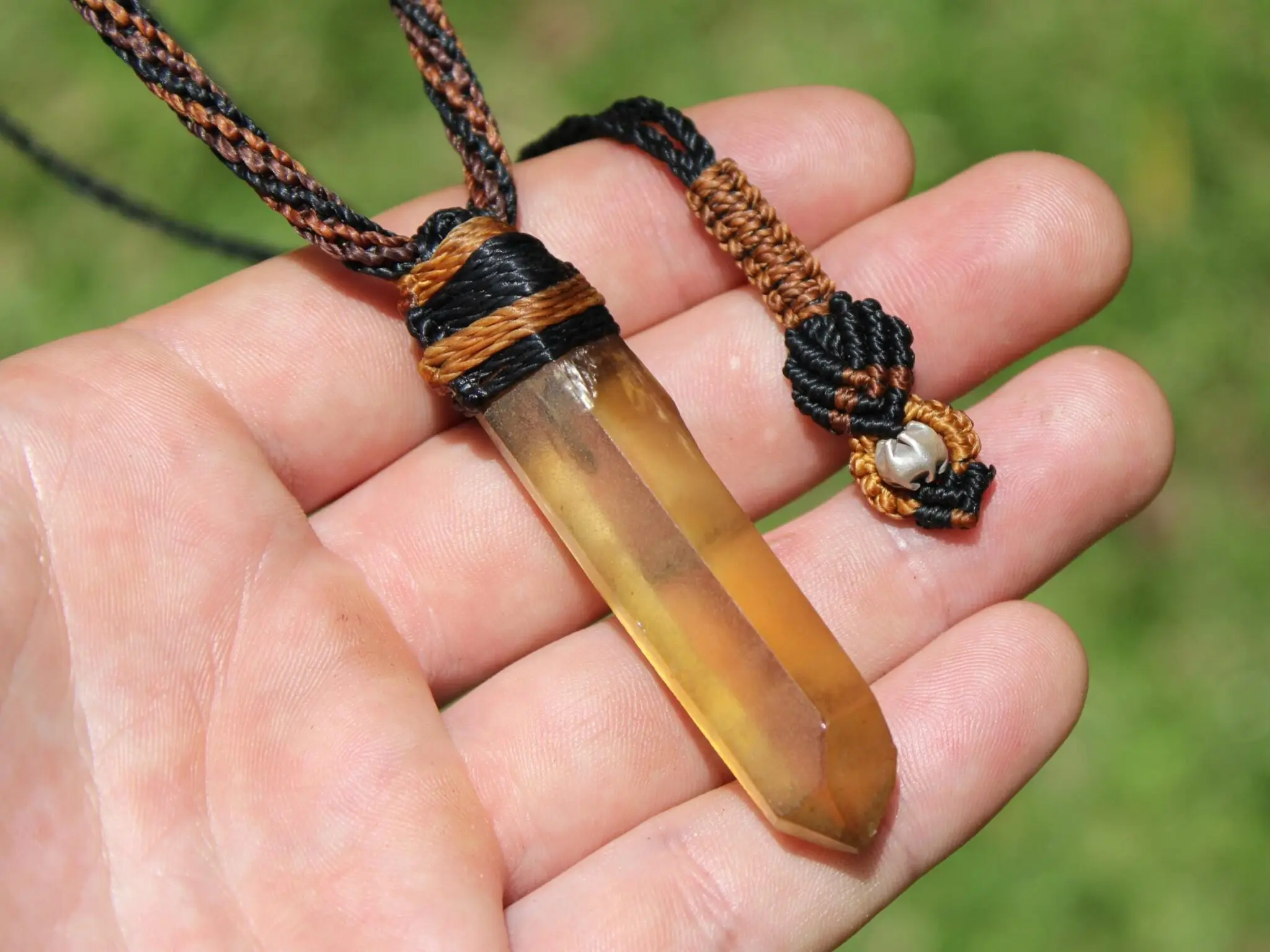 Raw Laser Citrine Pendant Necklace, Smoky Natural Yellow Quartz, Platypus Dreaming, Australian made Macrame Cord Healing Crystal Jewelry - Image 16