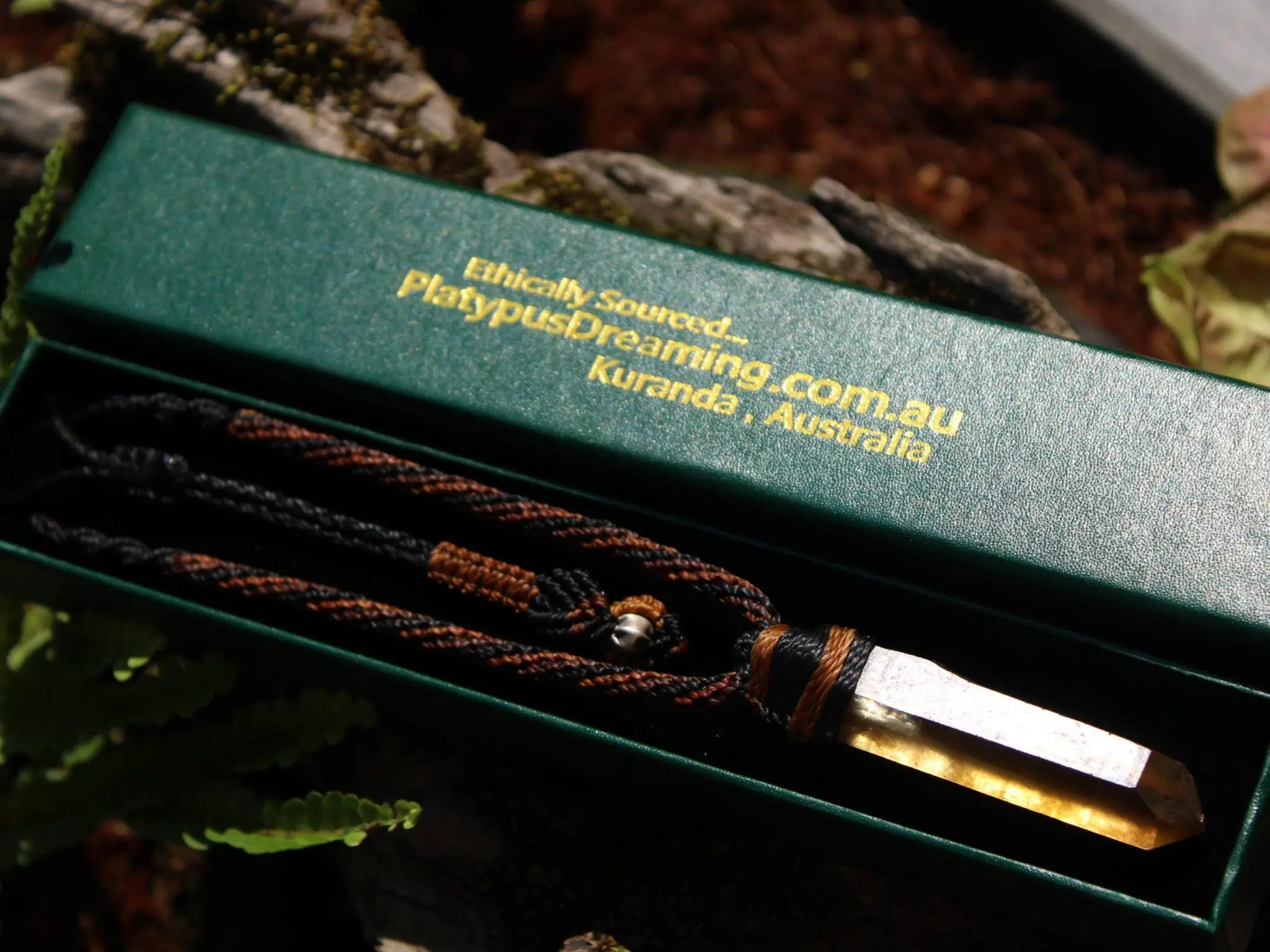 Raw Laser Citrine Pendant Necklace, Smoky Natural Yellow Quartz, Platypus Dreaming, Australian made Macrame Cord Healing Crystal Jewelry - Image 11