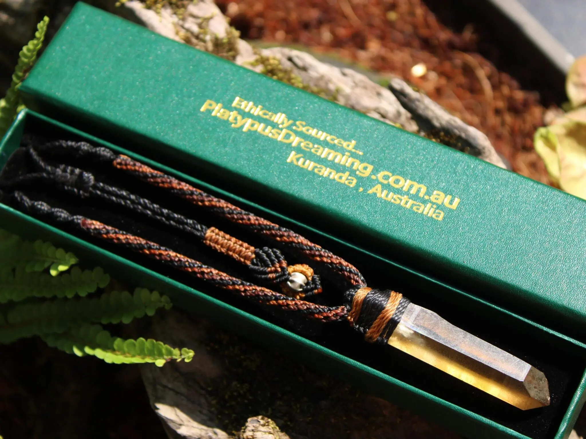 Raw Laser Citrine Pendant Necklace, Smoky Natural Yellow Quartz, Platypus Dreaming, Australian made Macrame Cord Healing Crystal Jewelry - Image 18