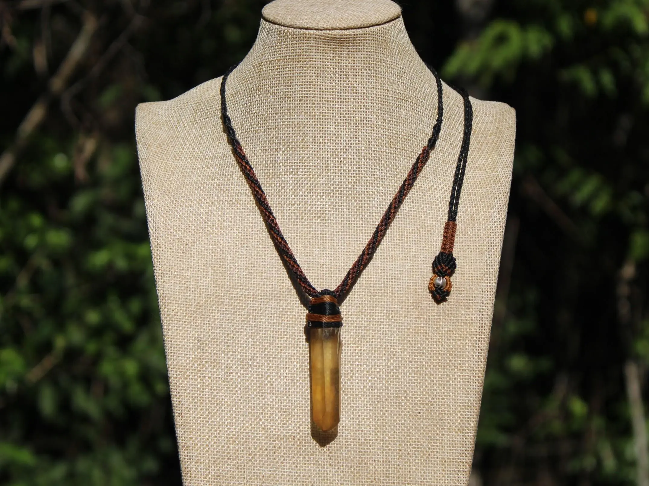 Raw Laser Citrine Pendant Necklace, Smoky Natural Yellow Quartz, Platypus Dreaming, Australian made Macrame Cord Healing Crystal Jewelry - Image 19