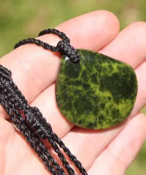 Australian Atlantisite Necklace • Tasmanian Stichtite Serpentine Pendant • Australian Handmade Talisman, Australian handwoven tropical cord